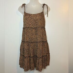 SHEIN Cheetah Print Layered Ruffle Mini Dress Size Small